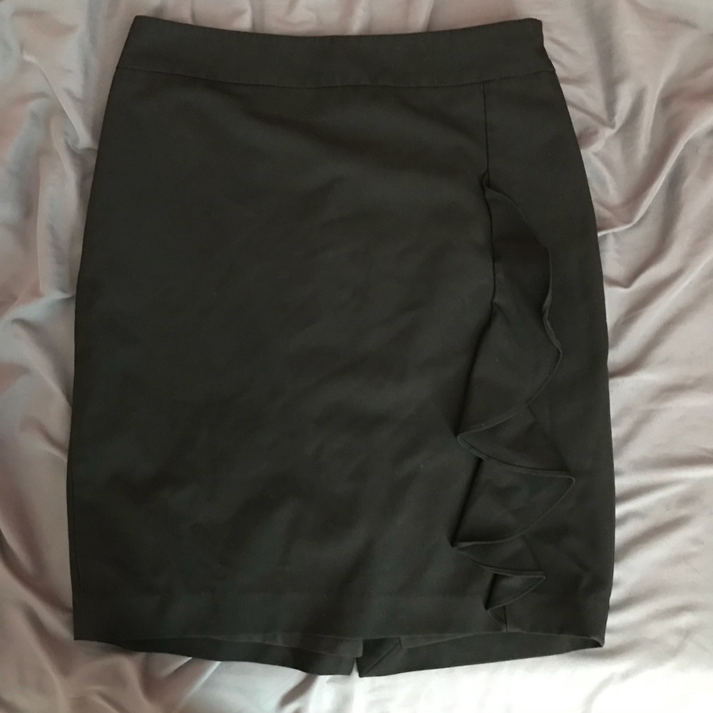 black ruffle pencil skirt